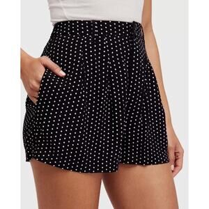 Free People Magdalene High-Waist Black Polka-Dot Shorts